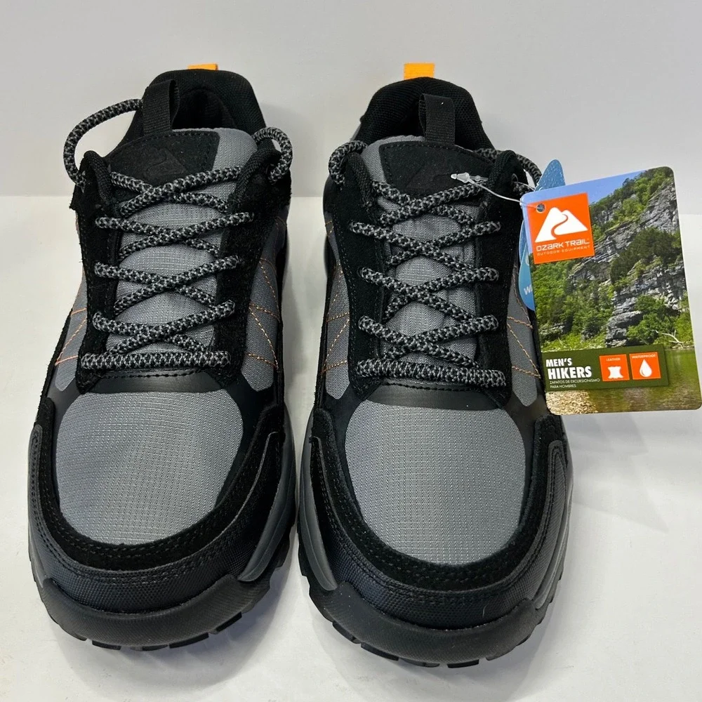 Ozark Trail Mens Hike Low Waterproof Hiking Shoes Black Grey Men's Size‎ 7 New